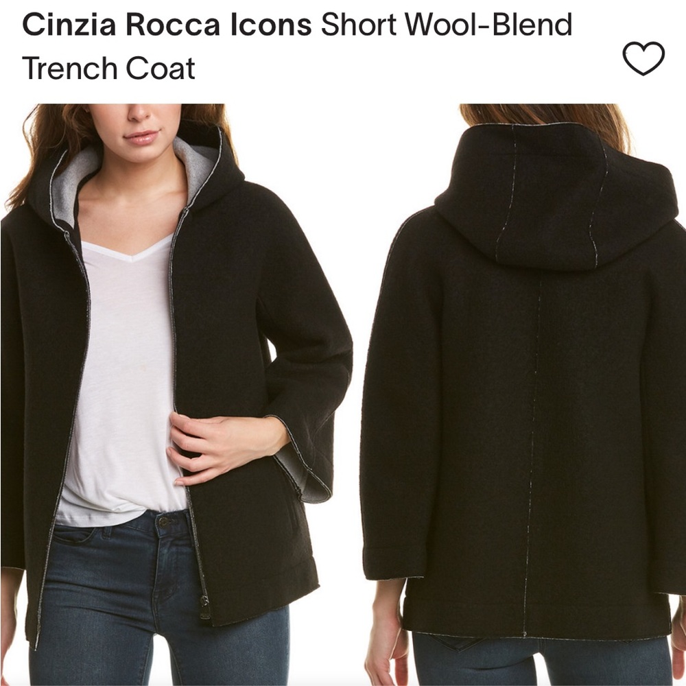 Cinzia Rocca Icons Short Wool-Blend Trench Coat, size 8